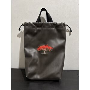 AM&E Premium Golf Shoe Bag Brown Faux Fur Divided Drawstring Closure Embroidered